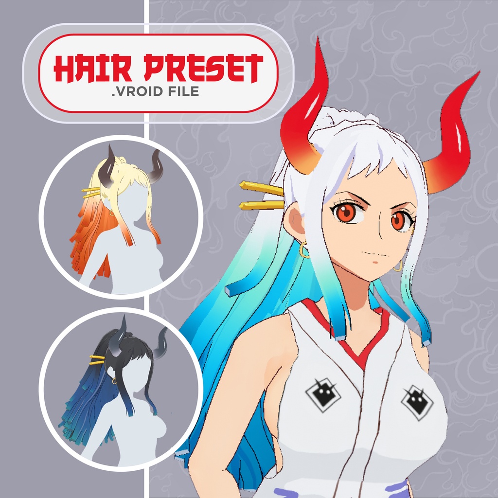Hair Preset Vroid - Horns and Tail Hairstyle🌻