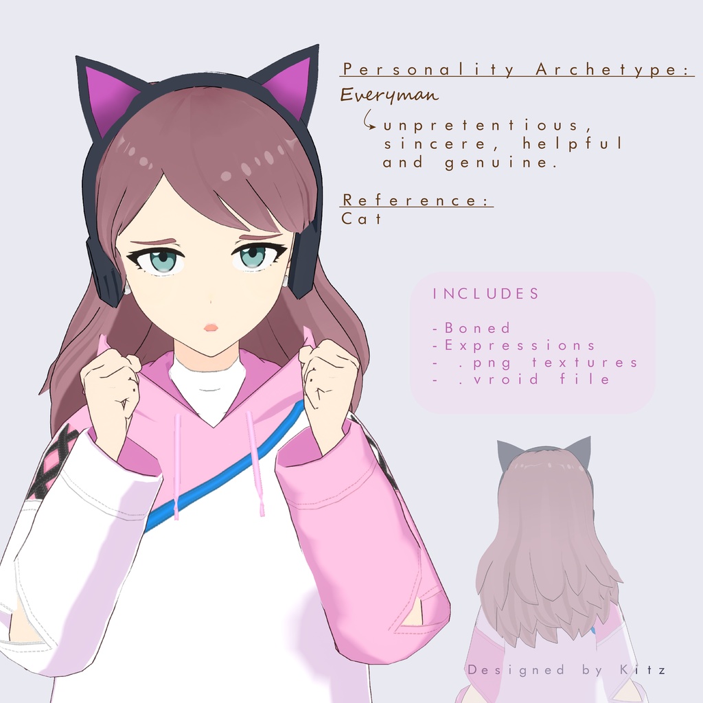 3d model Design for Vtubers (Everyman)- vroid file