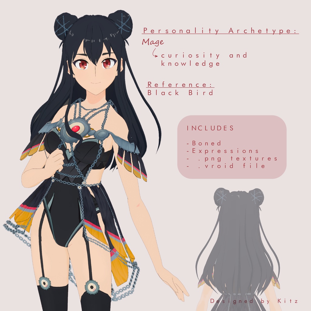 3d model Design for Vtubers (Mage)- vroid file