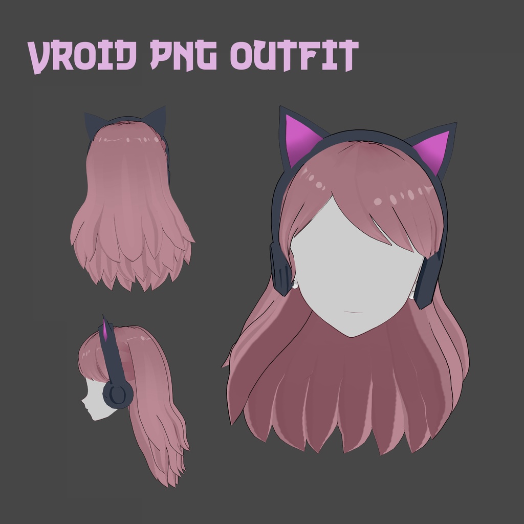 Hair preset Pink Hair Headsets Cat Kitty Ears