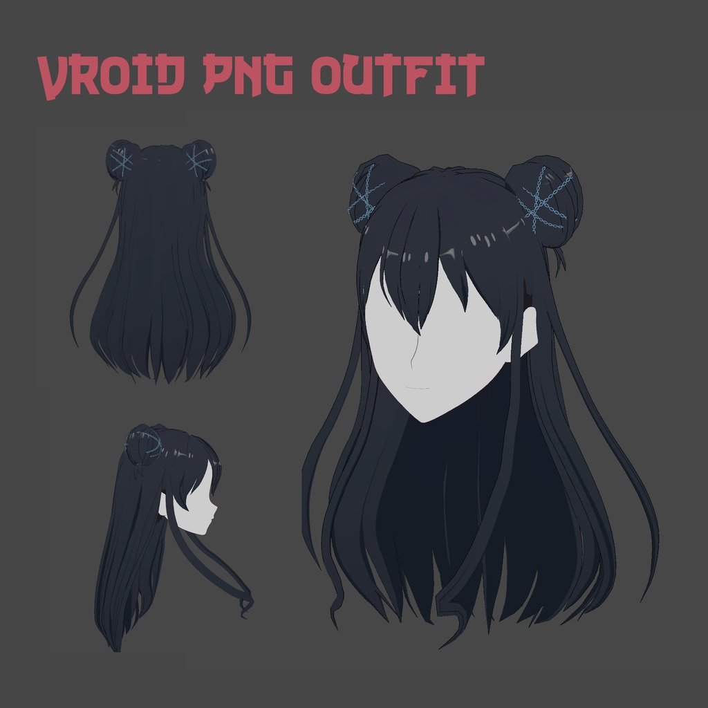 Hair preset Black Long Hair Buns