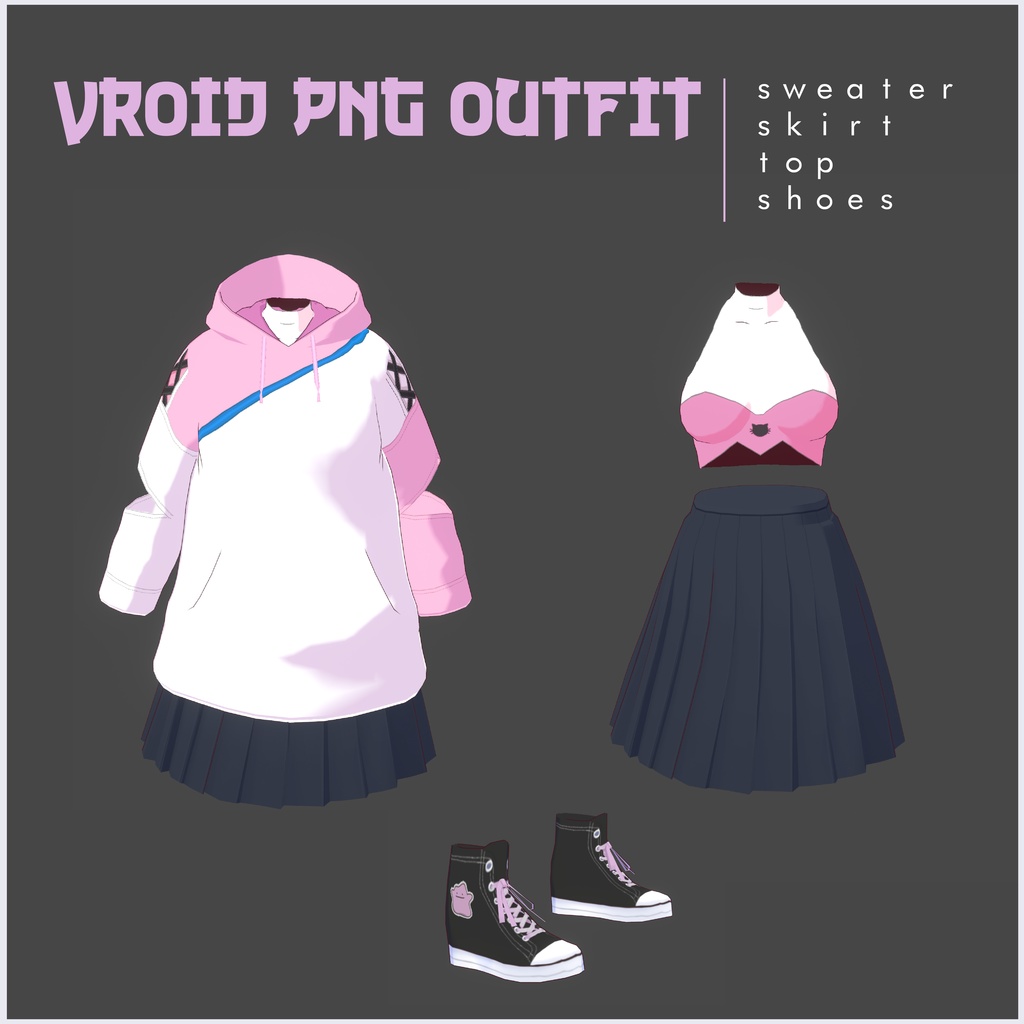 Outfit Vroid Sweater Skirt Shoes