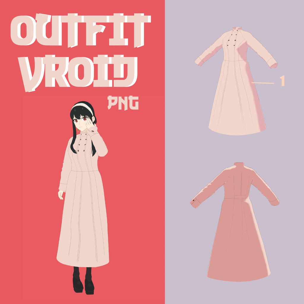 Outfit Vroid .png - Pink Coat - Yor Forger
