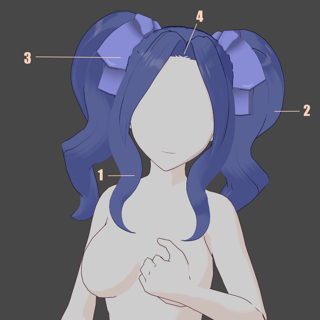 Hair Preset Vroid Blue Tails - Melty