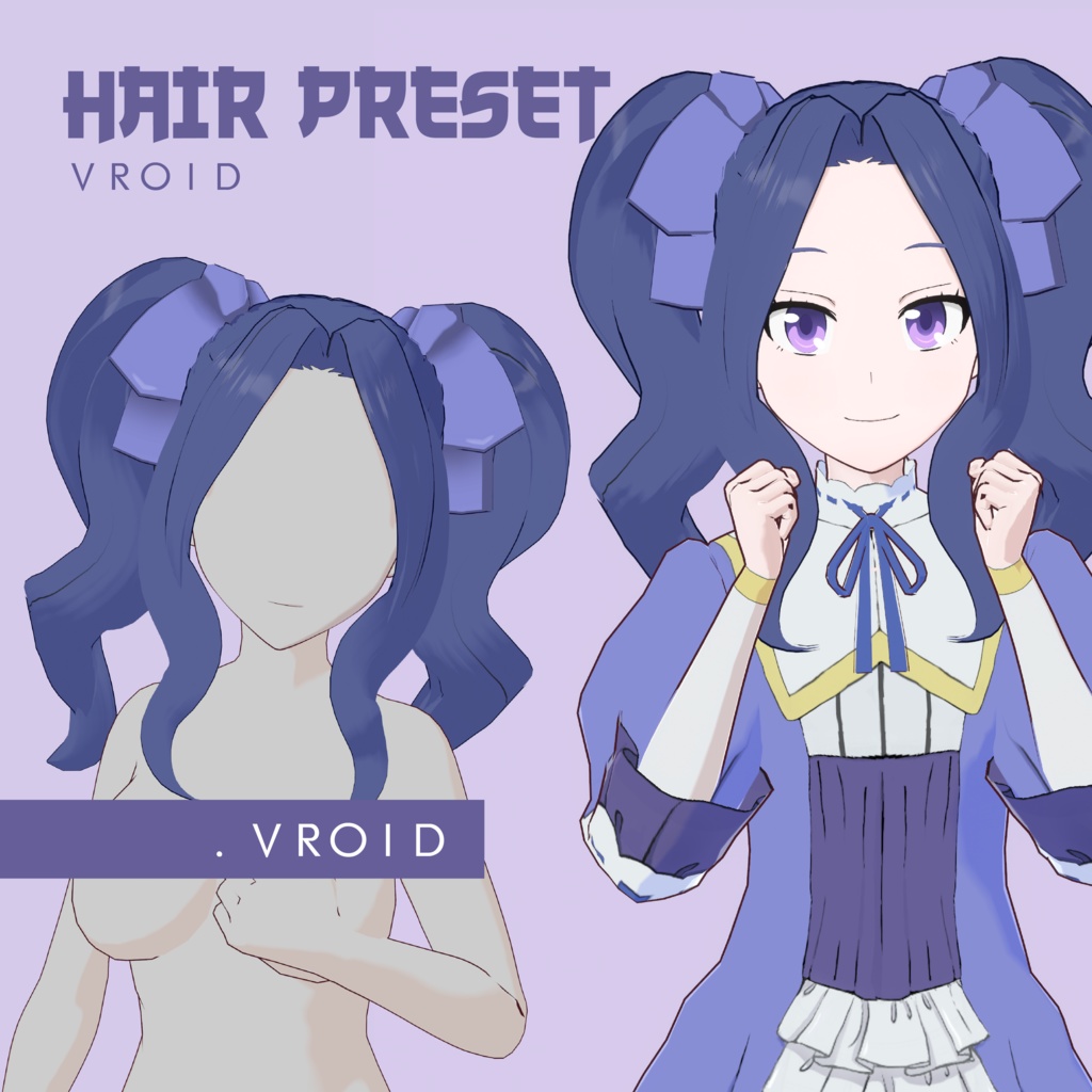 Hair Preset Vroid Blue Tails - Melty