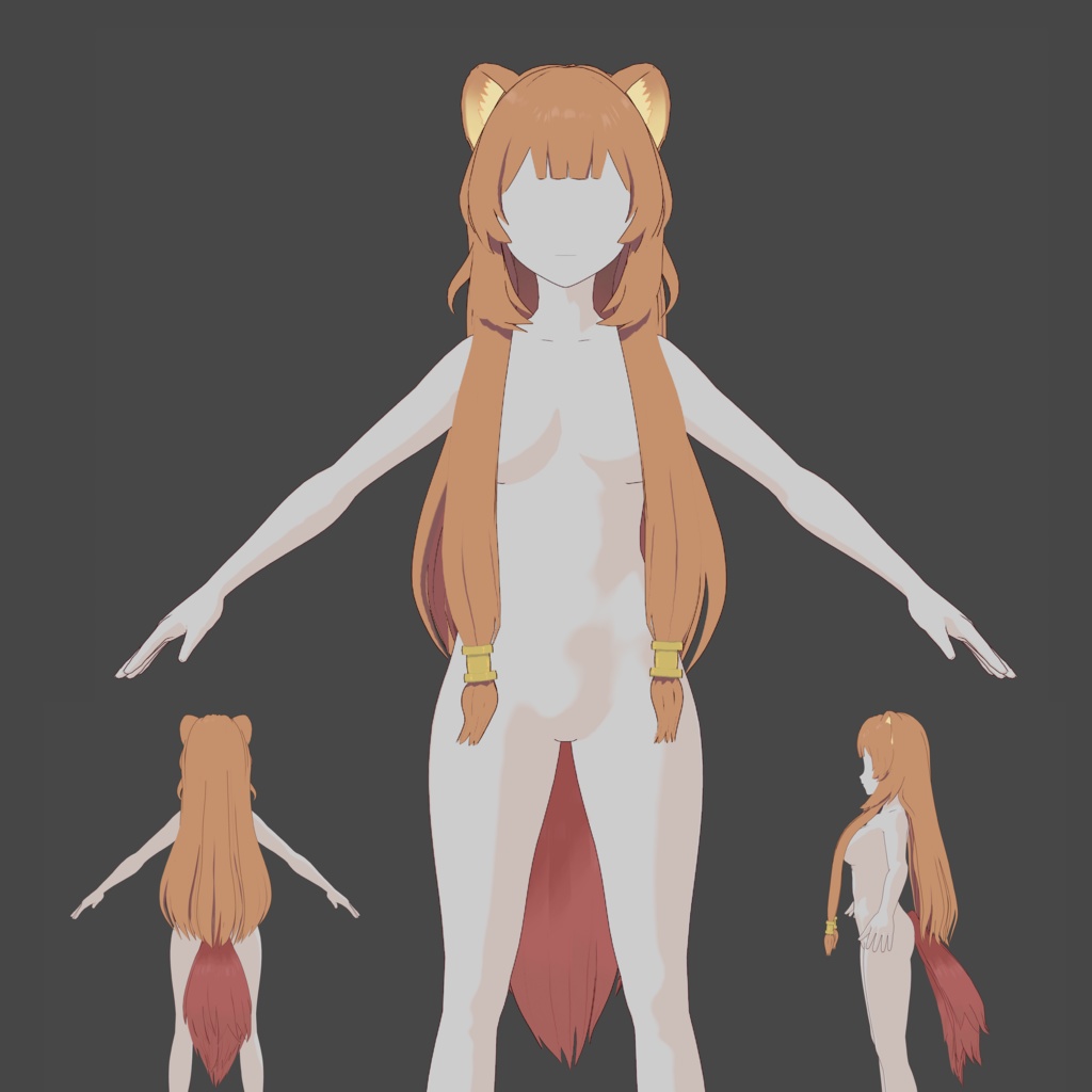 Hair Preset with Tail Vroid - Raphtalia