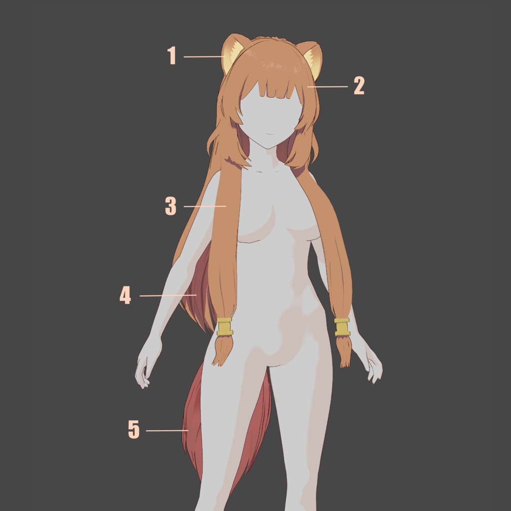 Hair Preset with Tail Vroid - Raphtalia