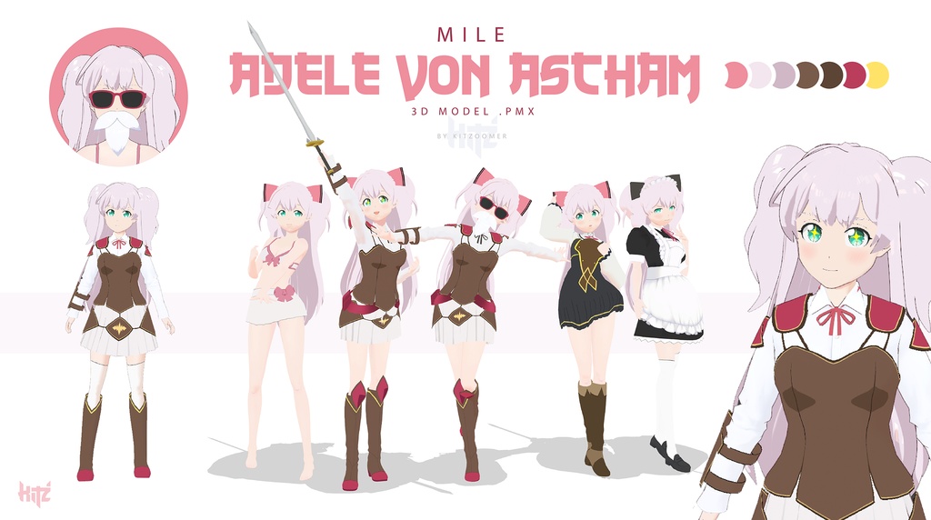Mile - Adele Von Ascham - 3d model .pmx