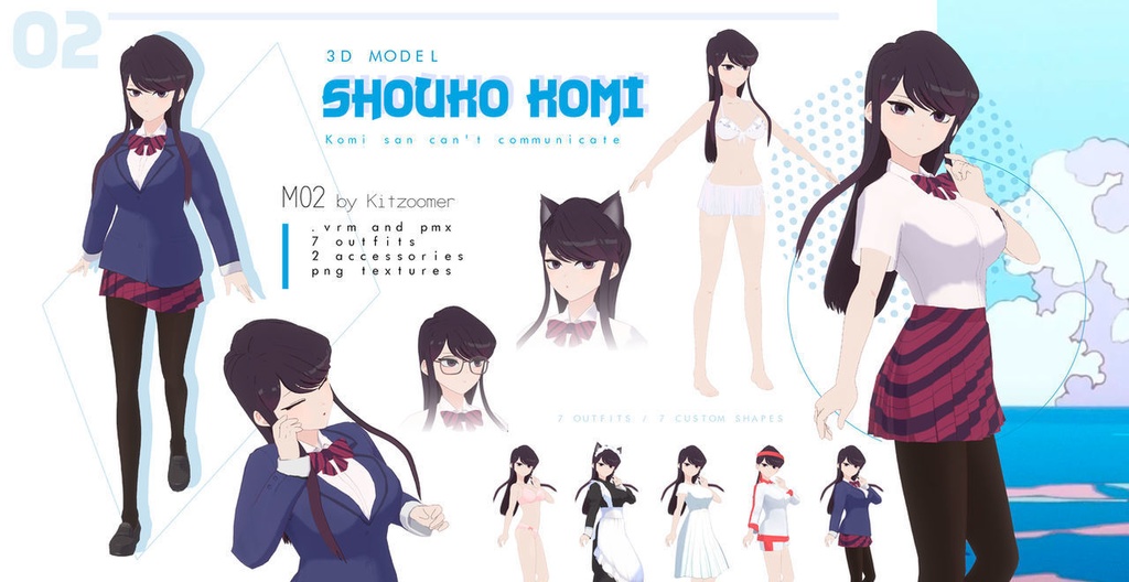 Shouko Komi - 3D model vrm pmx