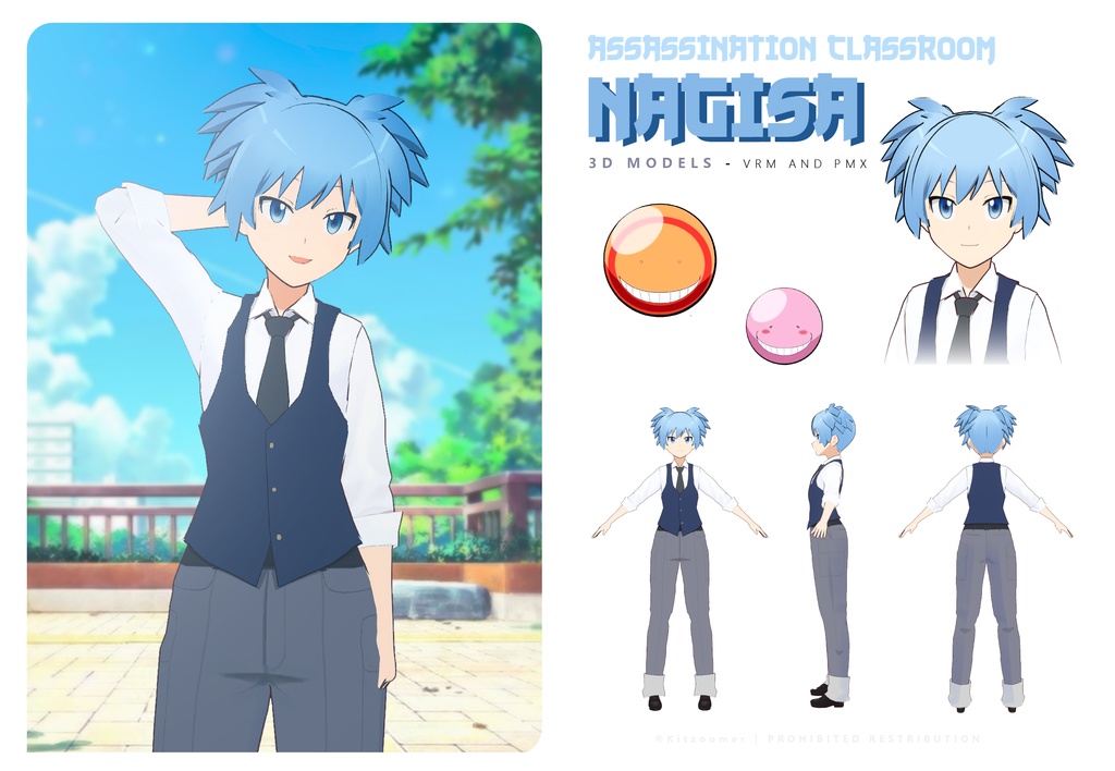 Nagisa Assassination Classroom - 3d model vrm pmx