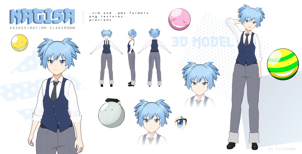 Nagisa Assassination Classroom - 3d model vrm pmx