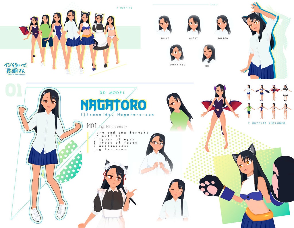3D Model Nagatoro .vrm .pmx / 7 outfits