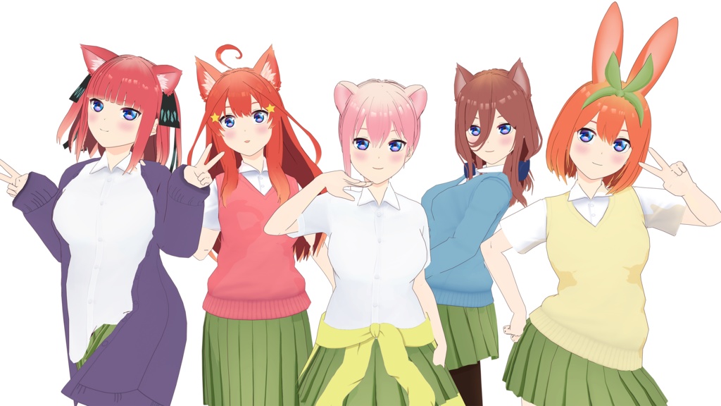 Pack Nakano Sisters - Five 3D models .vrm .pmx