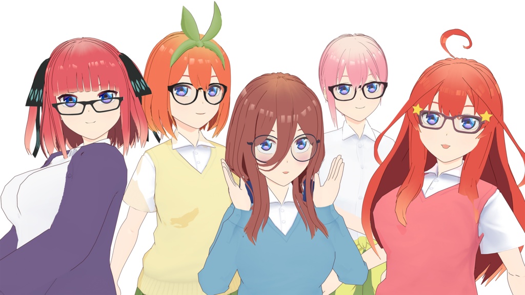 Pack Nakano Sisters - Five 3D models .vrm .pmx