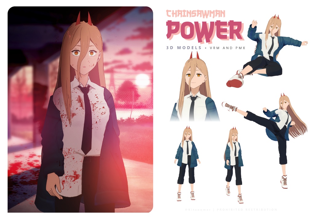 Power 3d model - Chainsaw man