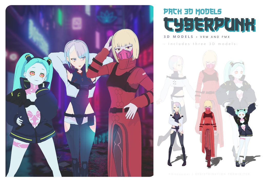 Kiwi Lucy Rebecca 3d Models - Cyberpunk