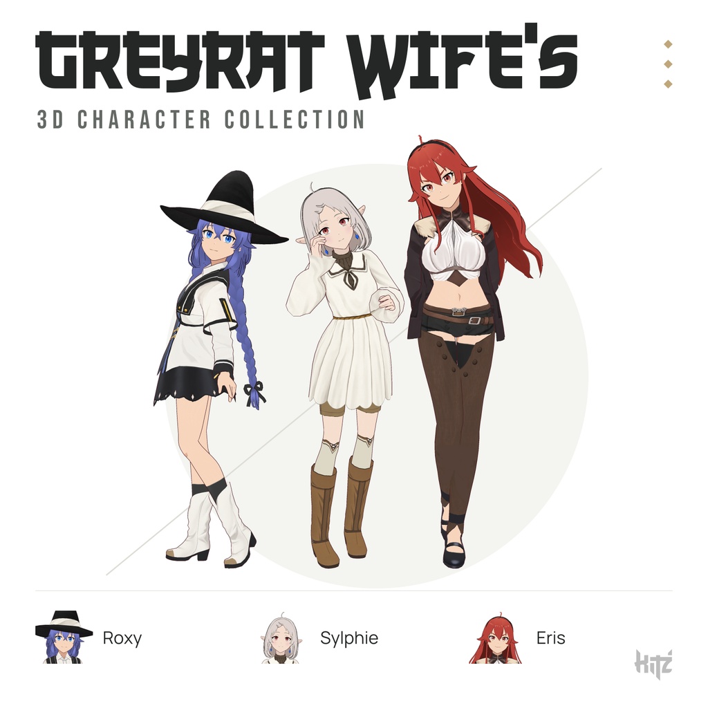 【VRM 0.0 / 1.0】無職転生 3体セット|Roxy / Sylphiette / Eris — Greyrat Wife's