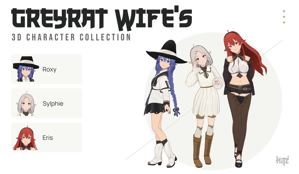【VRM 0.0 / 1.0】無職転生 3体セット|Roxy / Sylphiette / Eris — Greyrat Wife's