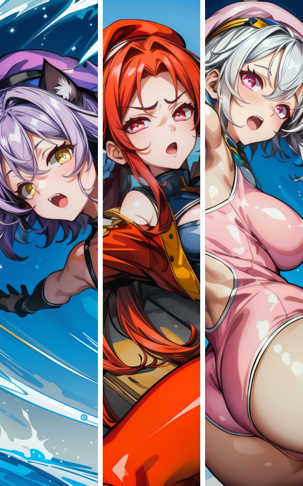 【巻末イラストサンプル】ヒロインズ 2H【ワンピース水着】