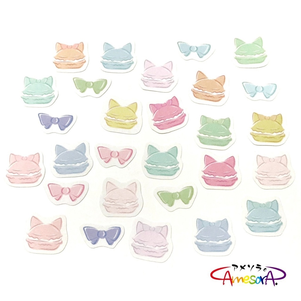 【オリジナル】にゃんこマカロン。フレークシール