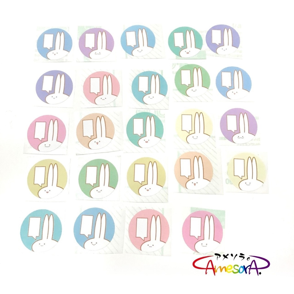 【オリジナル】まんまる見切れうさぎ。フレークシール