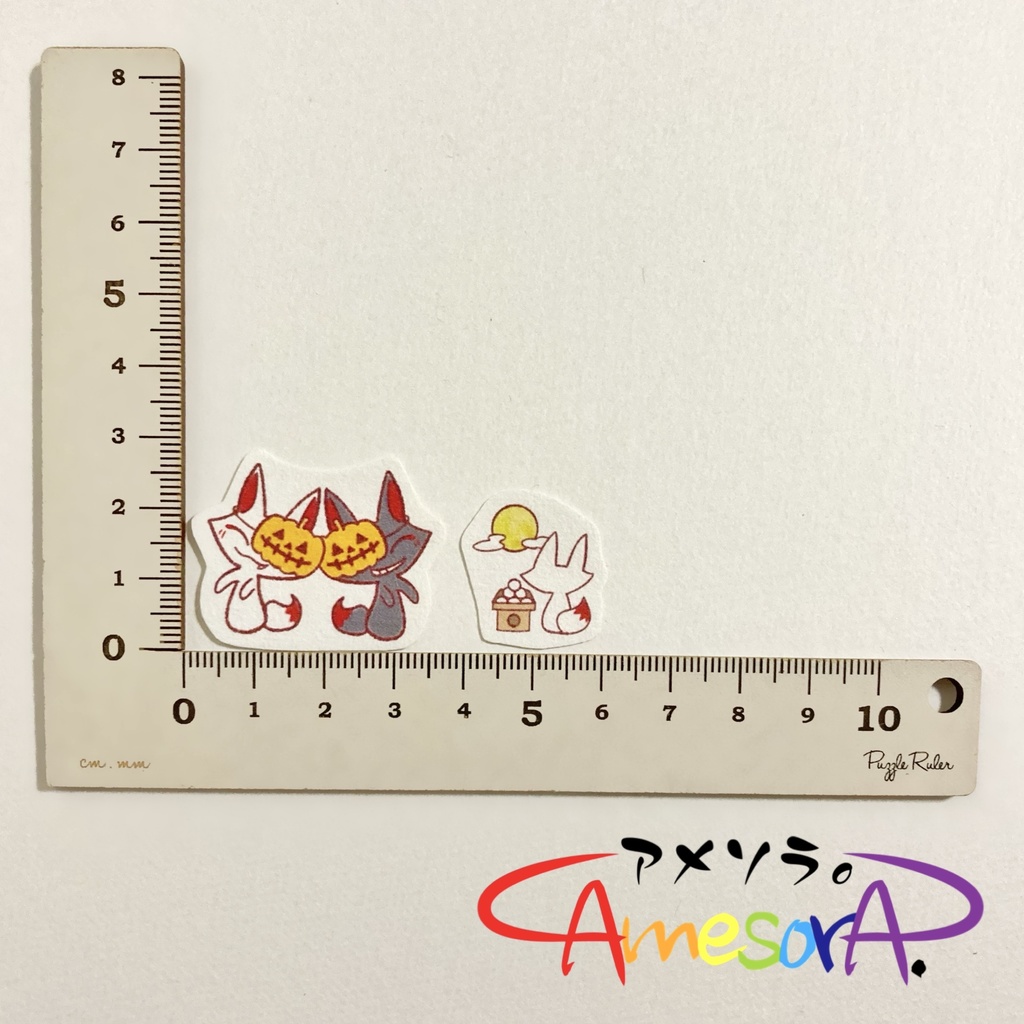 【オリジナル】白狐くんと黒狐くんの春夏秋冬。フレークシール