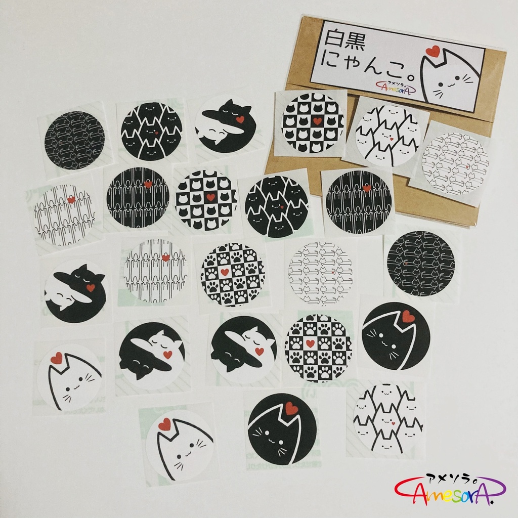 フレークシール「白黒にゃんこ。」