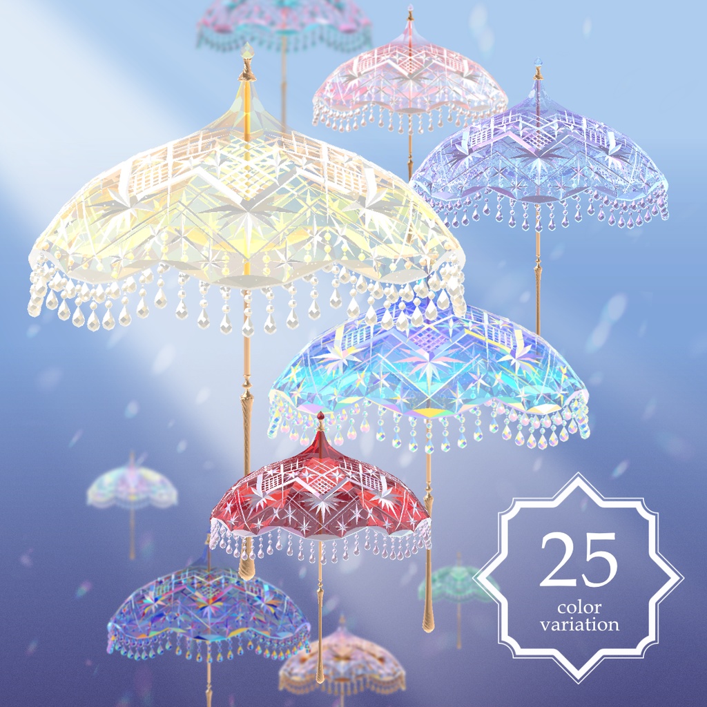 【VRChat向け3Dモデル】切子傘