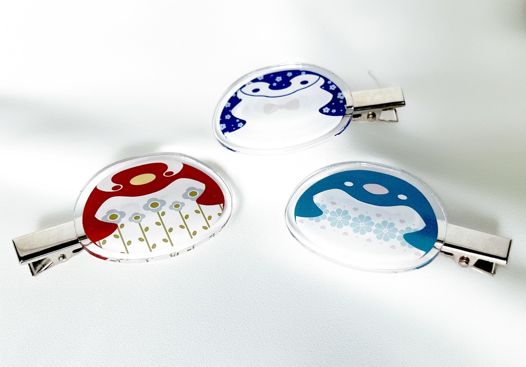 レトロ×ペンギン前髪クリップ【3個セット】