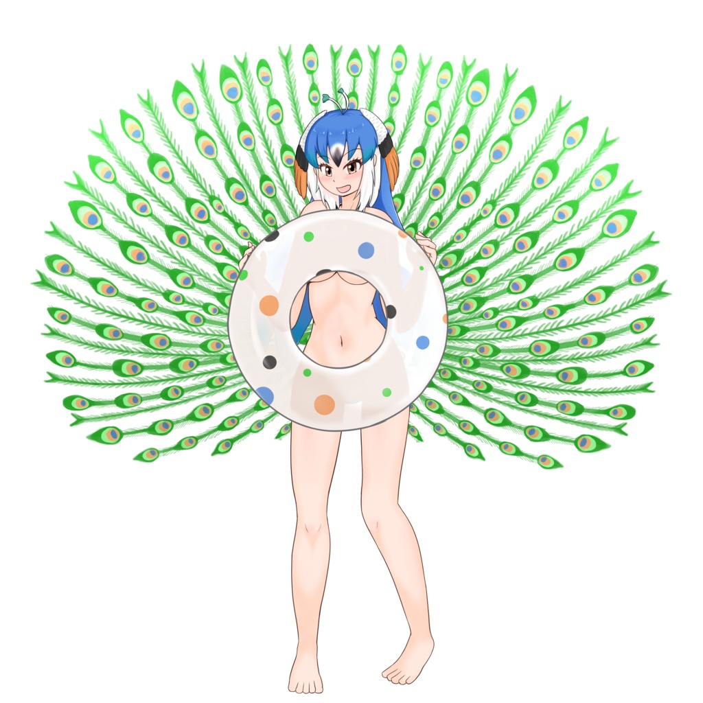 シロクジャク&クジャク浮き輪チャレンジ ラミカ