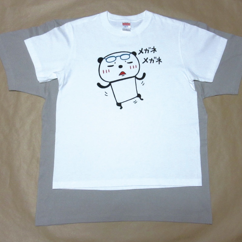 メガネメガネパンダTシャツ(ホワイト)