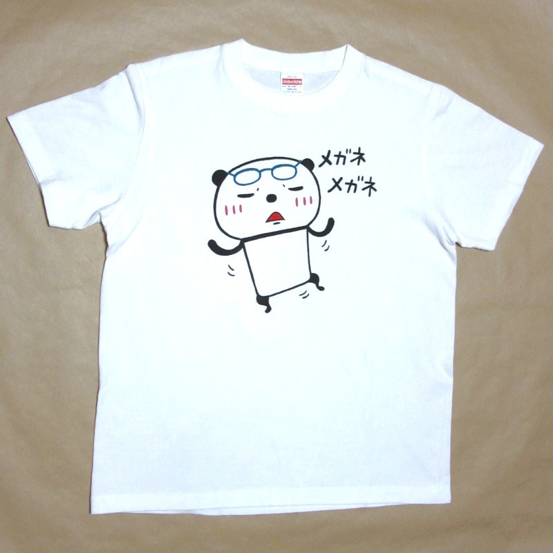 メガネメガネパンダTシャツ(ホワイト)