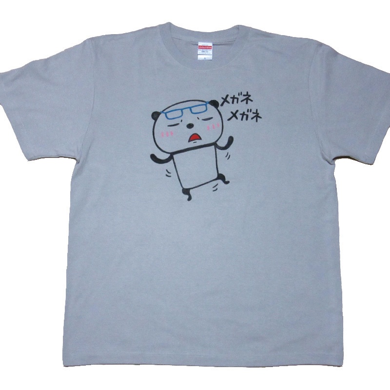 メガネパンダパンダTシャツ(ライトグレー)