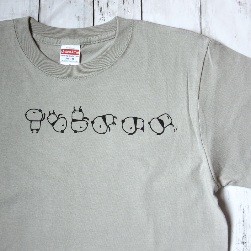 回転パンダTシャツ(ライトグレー)