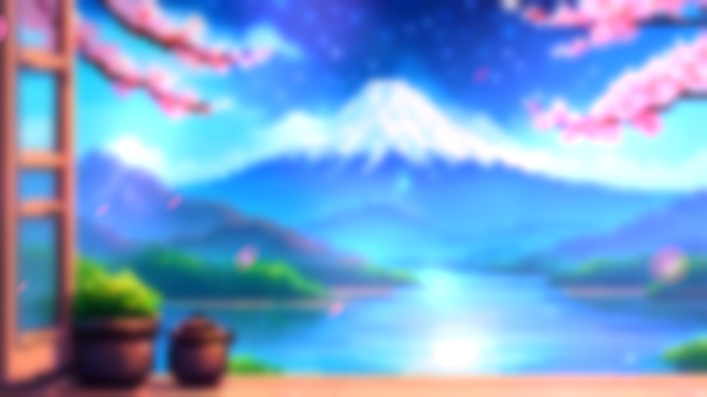 【動く背景】窓辺から桜舞う山頂・2パターン有【素材】