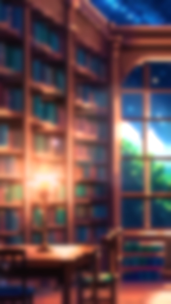 【動く背景・縦型】星降る夜空の図書館・4パターン有【素材】