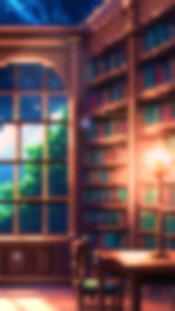 【動く背景・縦型】星降る夜空の図書館・4パターン有【素材】