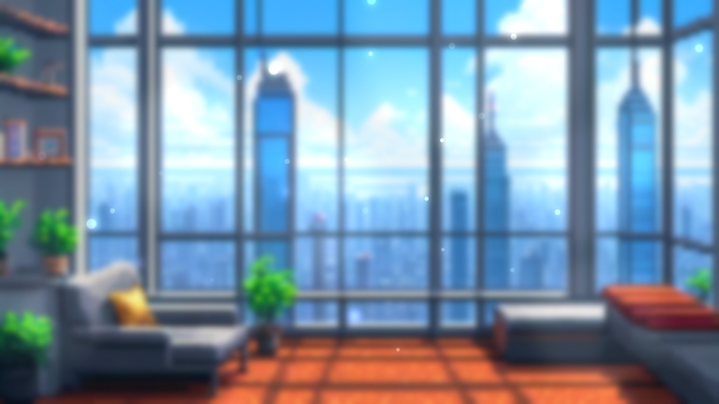 【動く背景】高層オフィスからの風景・2パターン有【素材】