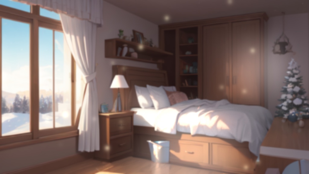 【動く背景】冬の朝日差し込む部屋・2パターン有【素材】