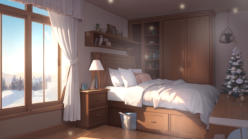 【動く背景】冬の朝日差し込む部屋・2パターン有【素材】