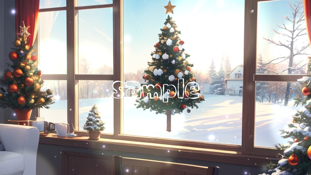 【期間限定無料配布!動く背景】クリスマスツリーのある日常・2パターン有【素材】