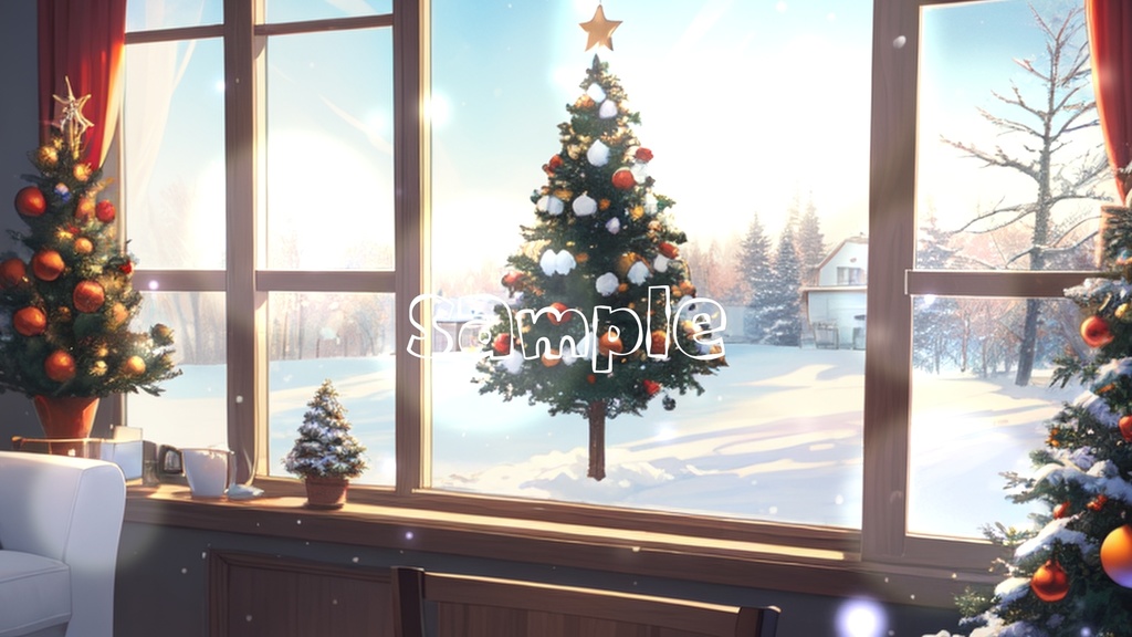 【期間限定無料配布!動く背景】クリスマスツリーのある日常・2パターン有【素材】
