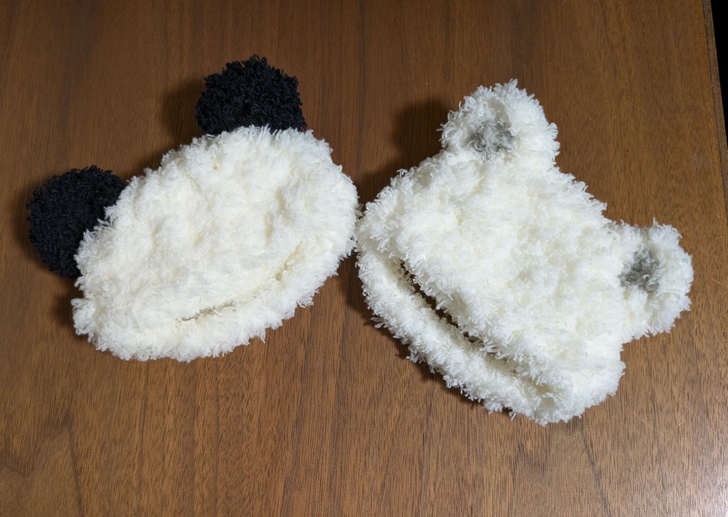 【小顔さん用】パンダ🐼さん・シロクマ🐻‍❄さんニット帽
