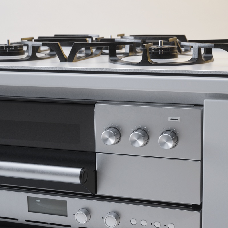 ビルトインガスコンロ+電子コンベック(オーブン)【3Dモデル】