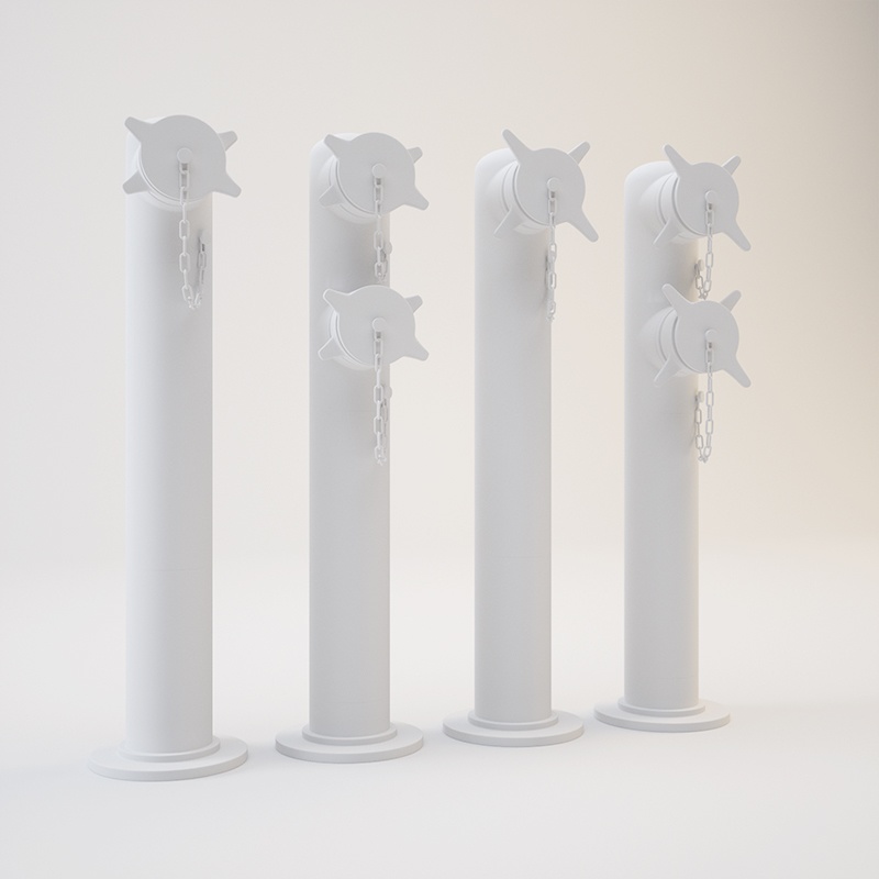 送水口・採水口(スタンド型 双口型・単口型)【3Dモデル】