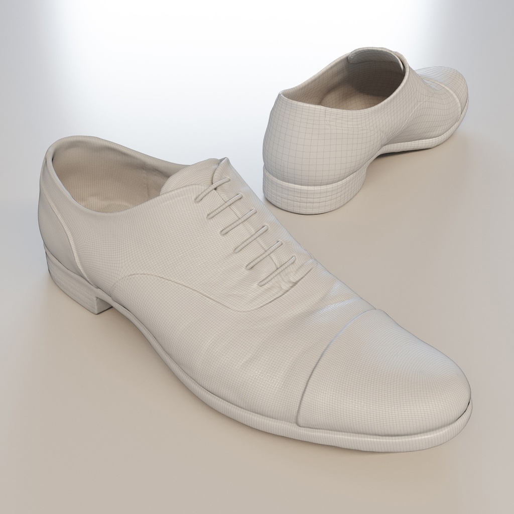 ストレートチップ レザーシューズ 革靴【3Dモデル】