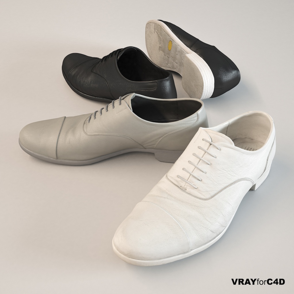 ストレートチップ レザーシューズ 革靴【3Dモデル】