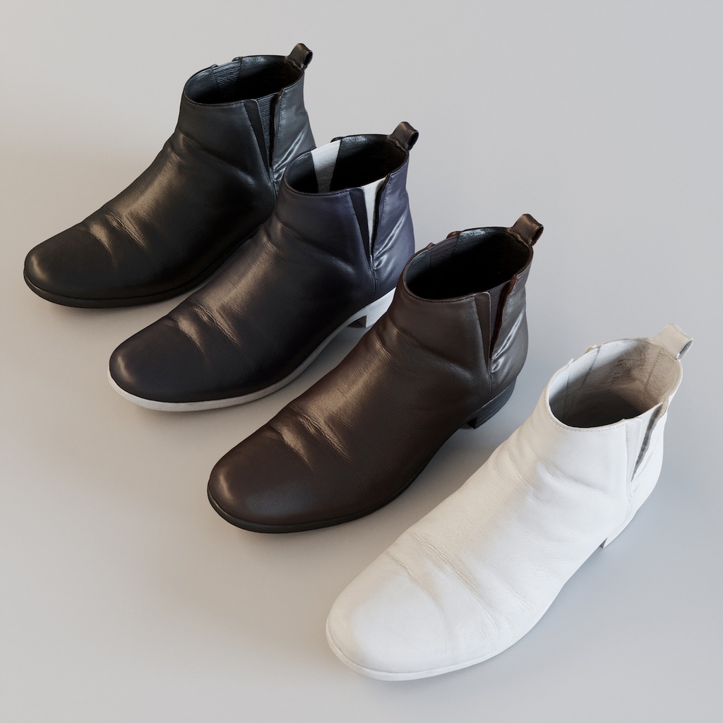 レザーショートブーツ / サイドゴアブーツ【3Dモデル】