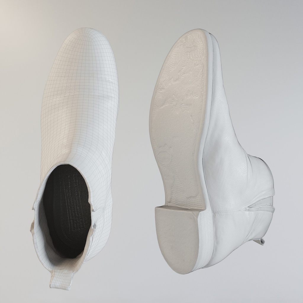 レザーショートブーツ / サイドゴアブーツ【3Dモデル】