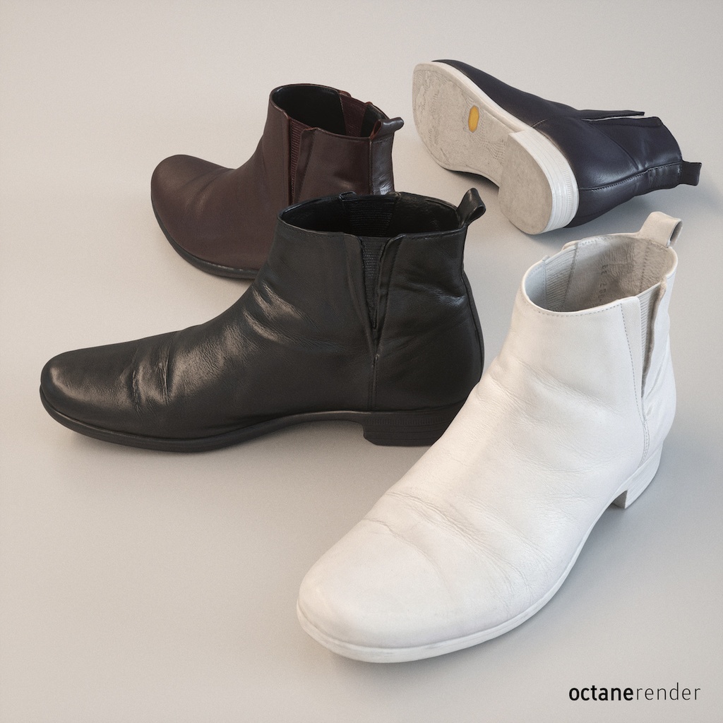 レザーショートブーツ / サイドゴアブーツ【3Dモデル】
